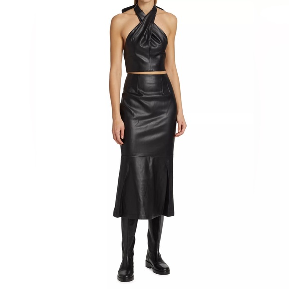 STAUD Kai Vegan Leather Halter Top - Picture 2 of 5